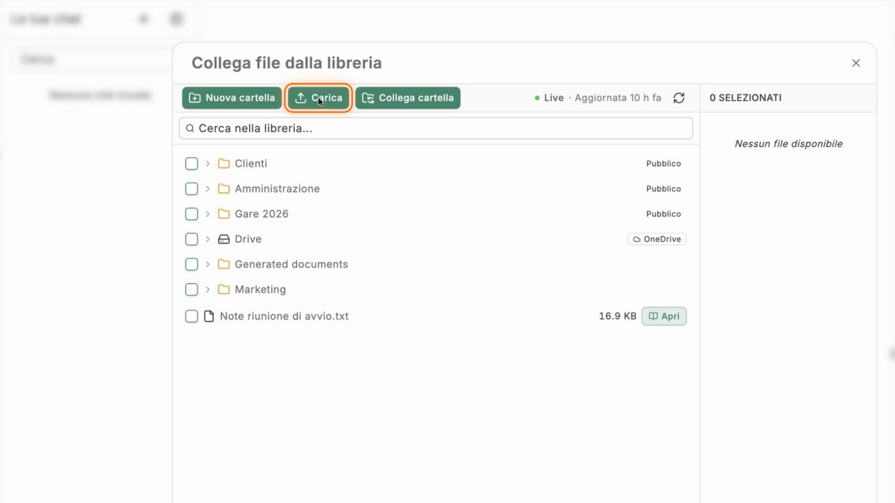 La finestra «Collega file dalla libreria».